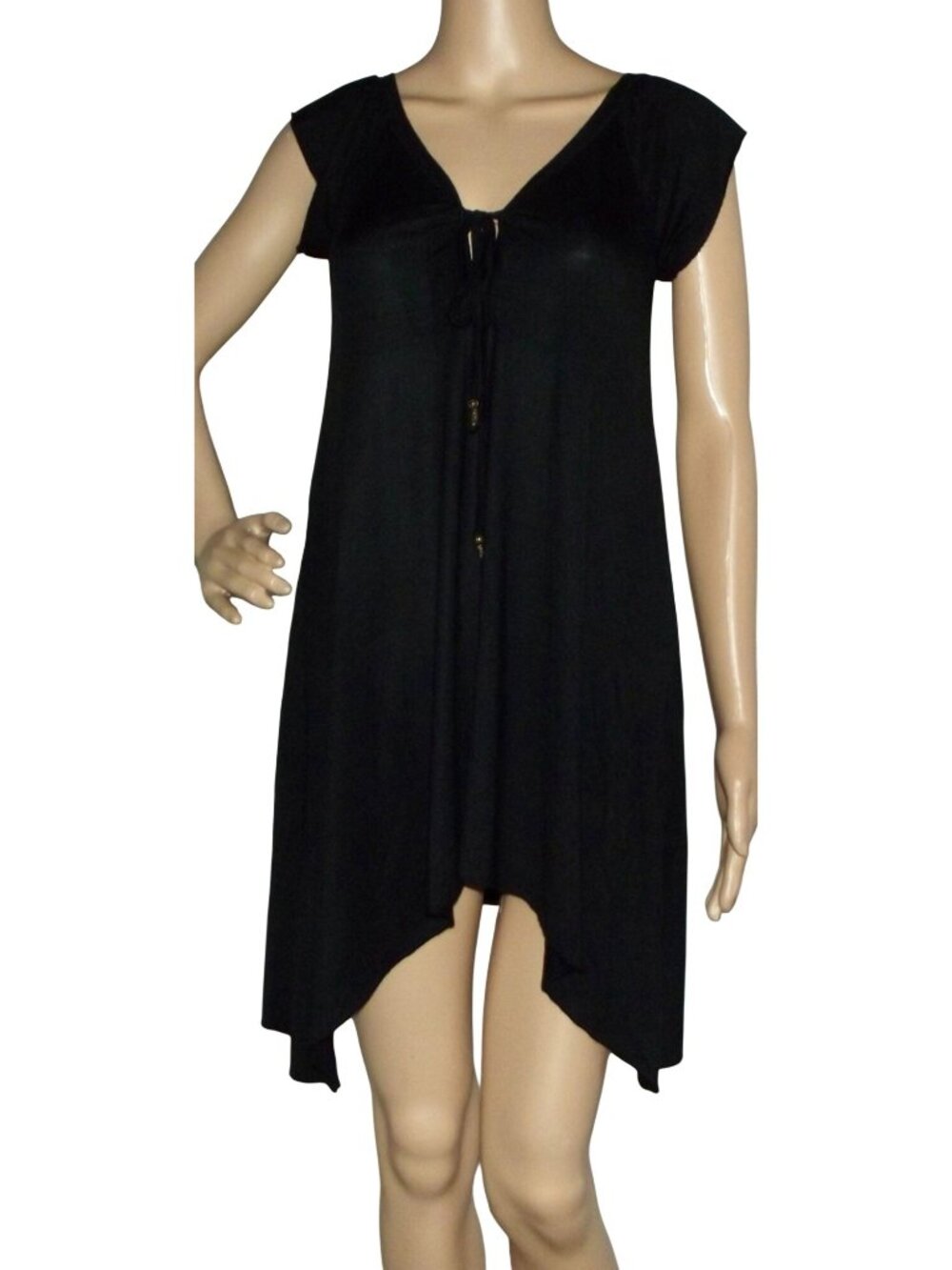 No Boundaries Dress Tunic Top Small(3-5)black v-neck shark bite swimsuit coverup